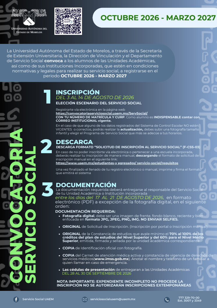 2ª Convocatoria de Servicio Social 2026