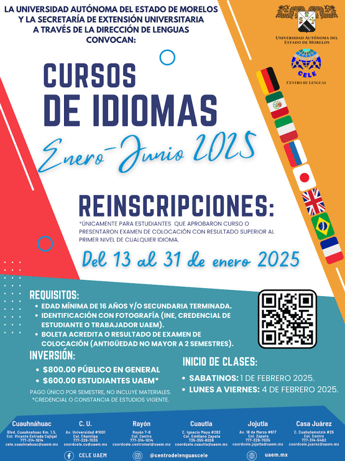 Cursos de idiomas (reinscripciones) enero - junio 2025