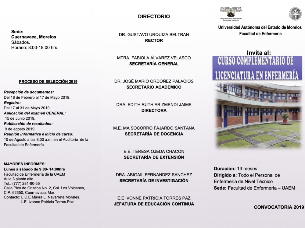 Curso Complementario De Licenciatura En Enfermería Universidad Autónoma Del Estado De Morelos 2705