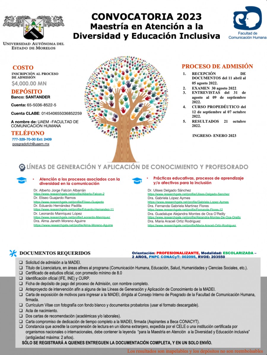 Maestría en Atención a la Diversidad y Educación Inclusiva 2023 -  Universidad Autónoma del Estado de Morelos