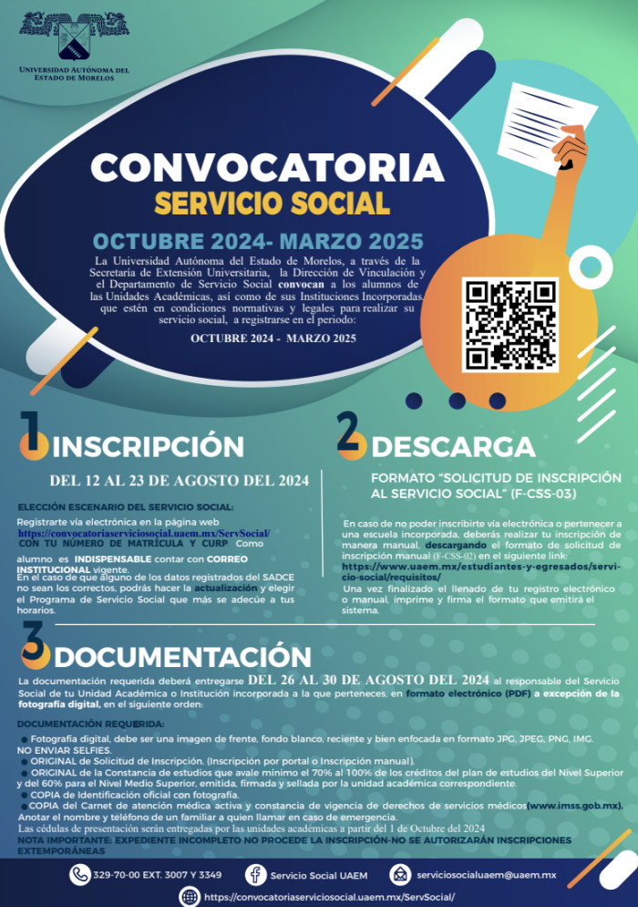 CONVOCATORIA SERVICIO SOCIAL | OCTUBRE 2024- MARZO 2025