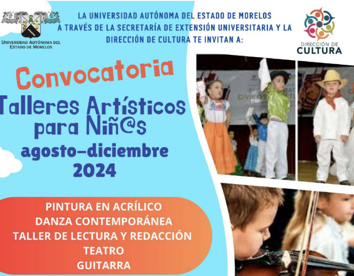 Convocatoria: Talleres Artísticos para niñ@s agosto - diciembre 2024