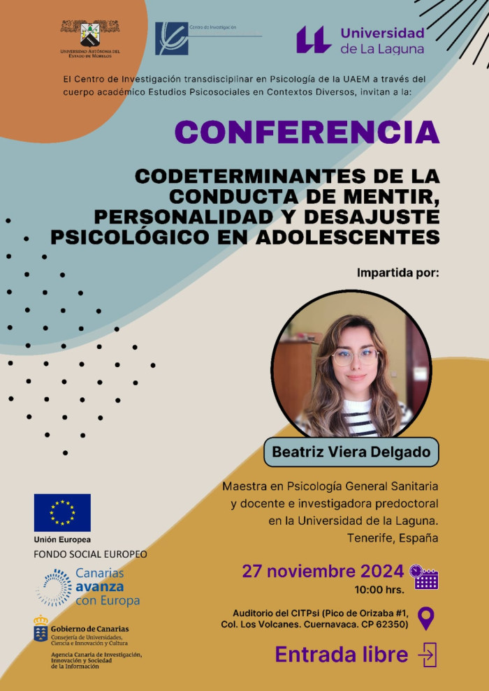 Conferenci: "Codeterminantes de la conducta de mentir, personalidad y desajuste psicológico en adolescentes"