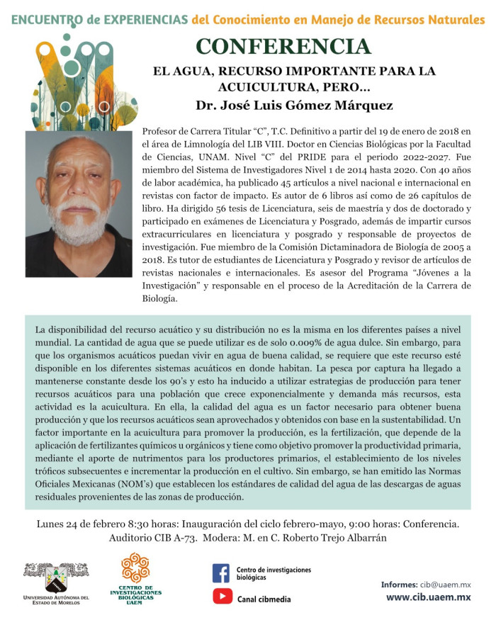 Conferencia: El Agua, Recurso Importante Para La Acuicultura, Pero...