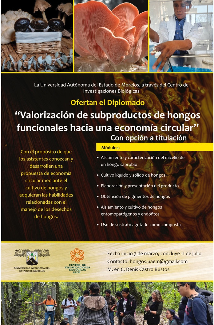 Diplomado "Valorización de subproductos de hongos funcionales hacia una economía circular"