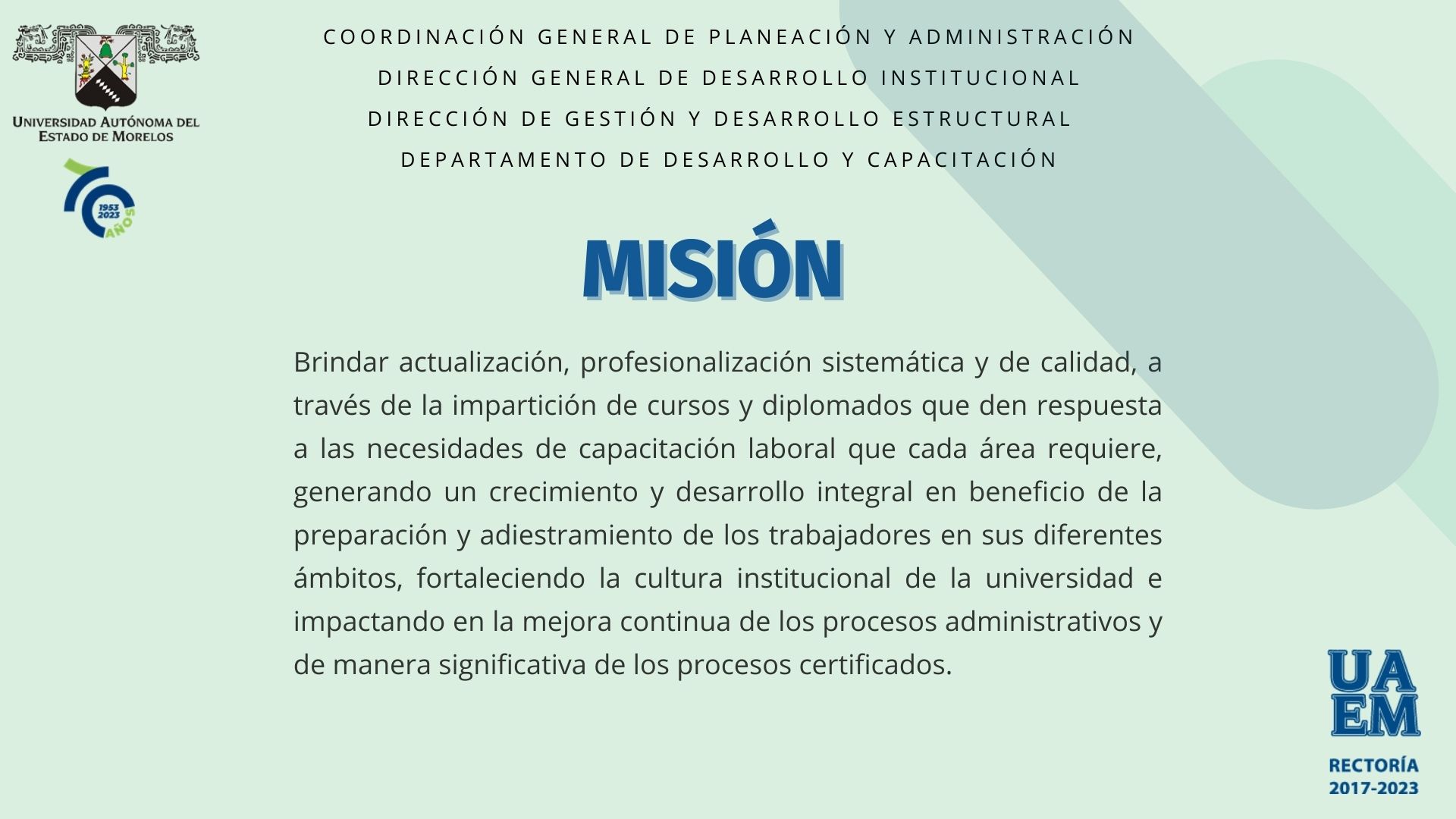 Departamento de Desarrollo y Capacitación - Universidad Autónoma del Estado  de Morelos