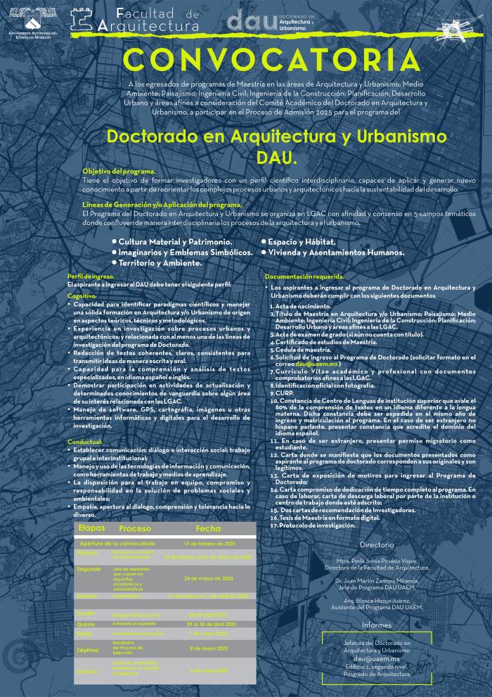 Convocatoria | Doctorado en Arquitectura y Urbanismo DAU