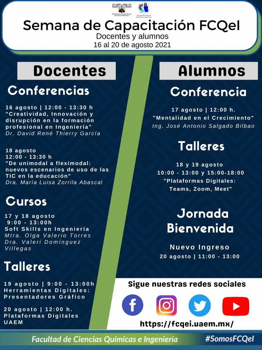 Semana de Capacitación FCQeI 2021 - Universidad Autónoma del Estado de  Morelos